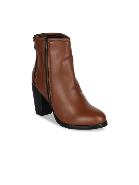 

Bruno Manetti Women Tan Brown Solid Heeled Boots