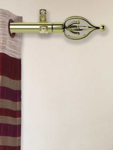 

Story@home Gold-toned Extendable Curtain Rod With Brackets & Finials