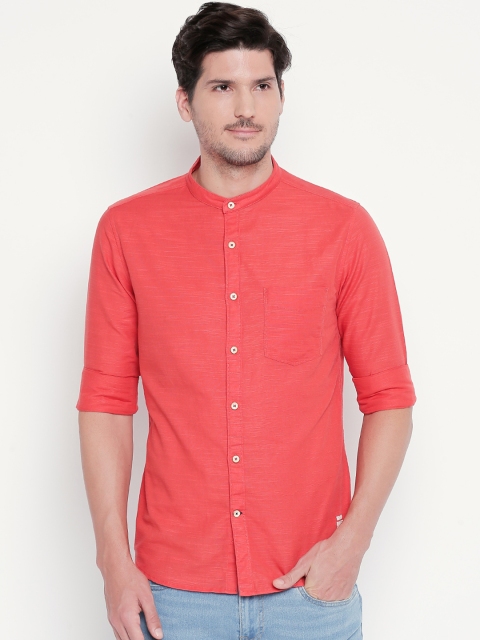 

Urban Ranger by pantaloons Men Red Slim Fit Solid Casual Shirt
