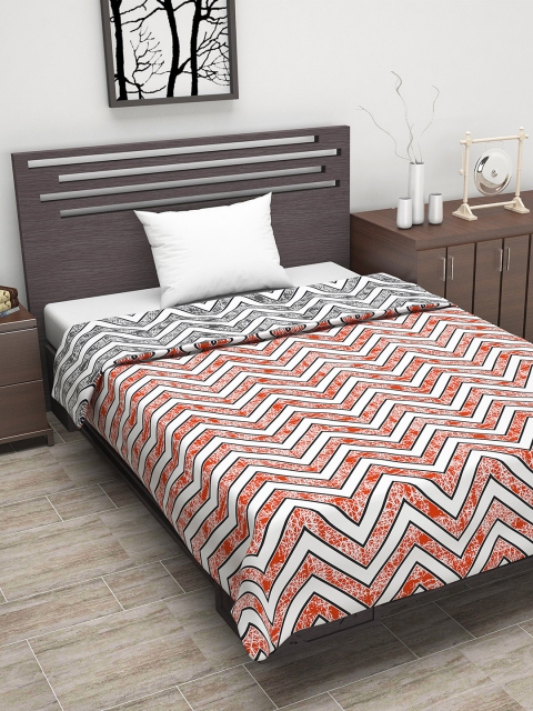 

Divine Casa Orange & Grey Abstract AC Room 110 GSM Single Reversible Bed Dohar