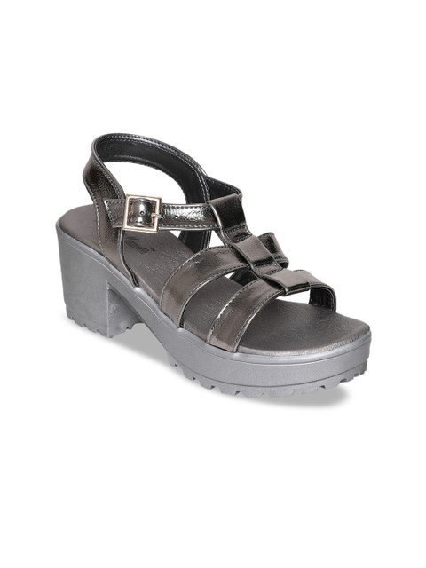 

Bruno Manetti Women Gunmetal-Toned Solid Heels, Metallic