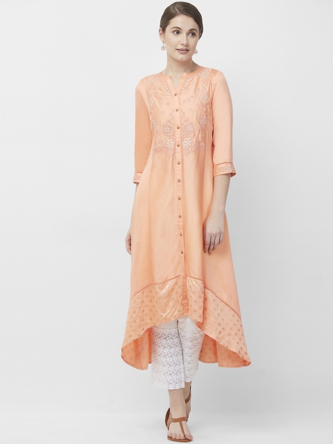 

NAARI Women Peach-Coloured Straight Kurta