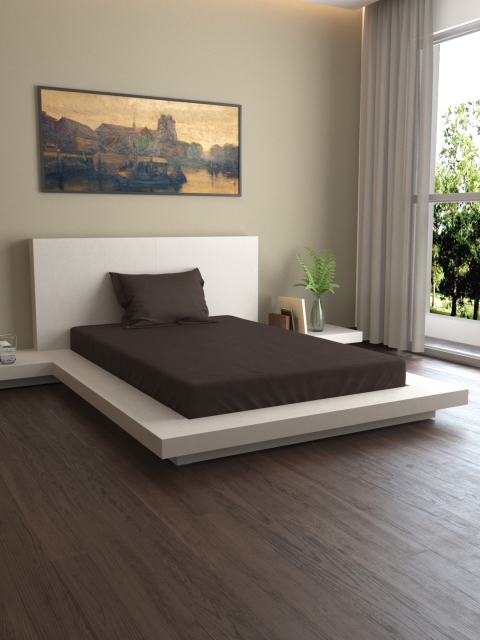 

MARK HOME Brown Solid 400 TC Cotton 1 Single Bedsheet with 1 Pillow Covers
