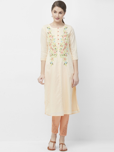

NAARI Women Peach-Coloured Straight Kurta