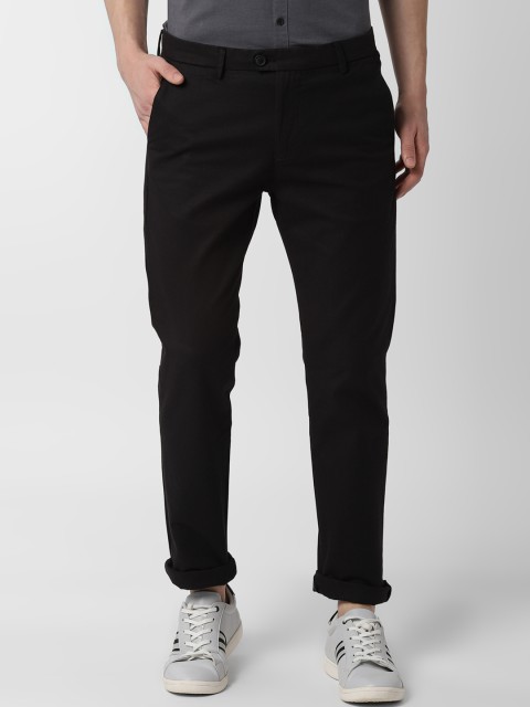 

Peter England Casuals Men Black Slim Fit Solid Regular Trousers