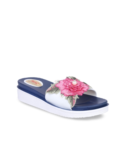 

MSC Women White Woven Design Open Toe Flats