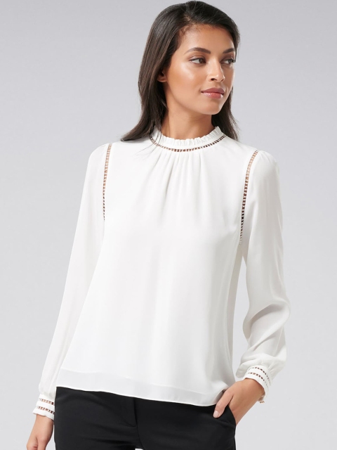 Forever New Women White Solid A-Line Top
