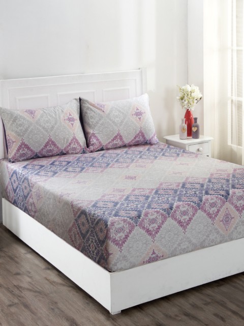 

MASPAR Multicoloured Geometric 210 TC Cotton 1 Queen Bedsheet with 2 Pillow Covers, Multi