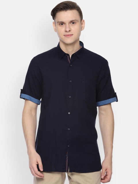 Allen Solly Men Navy Blue Slim Fit Solid Casual Shirt