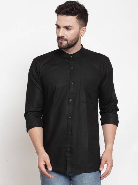 

JAINISH Men Black Classic Slim Fit Solid Casual Shirt