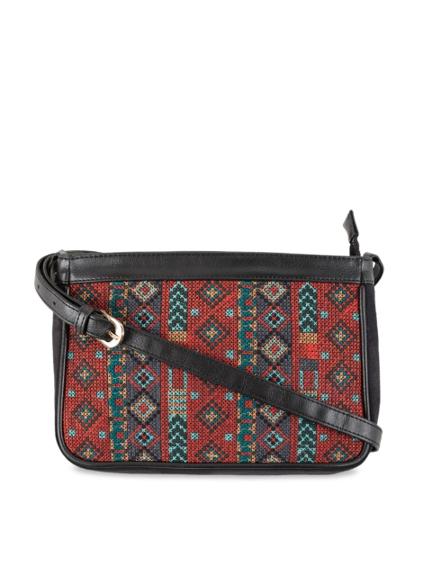 

Chumbak Black & Red Self Design Sling Bag