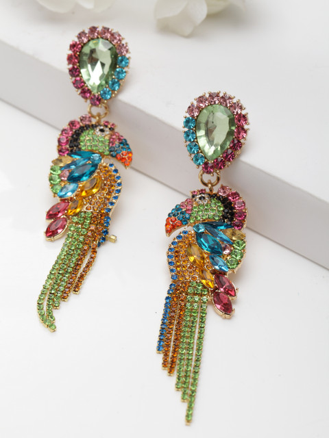 

AVANT-GARDE PARIS Multicoloured Gold-Plated Quirky Drop Earrings, Multi