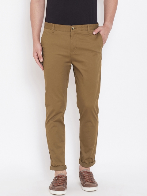 

JUMP USA Men Tan Brown Tailored Slim Fit Solid Chinos