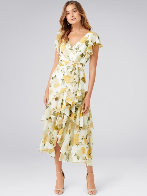 

Forever New Women Yellow Wrap Dress