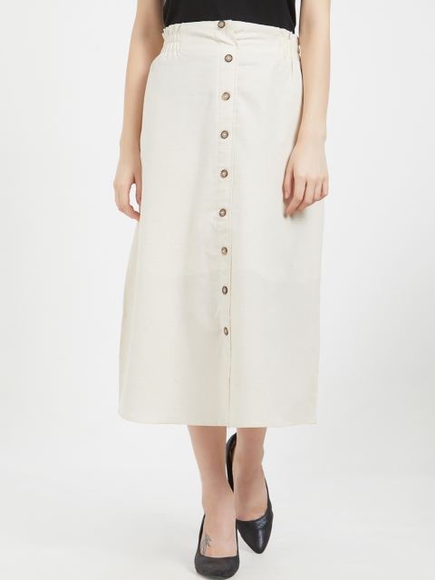 

FOREVER 21 Women Blue Washed Mildly Distressed Mini Pure Cotton Denim Pure Cotton Skirt, Beige