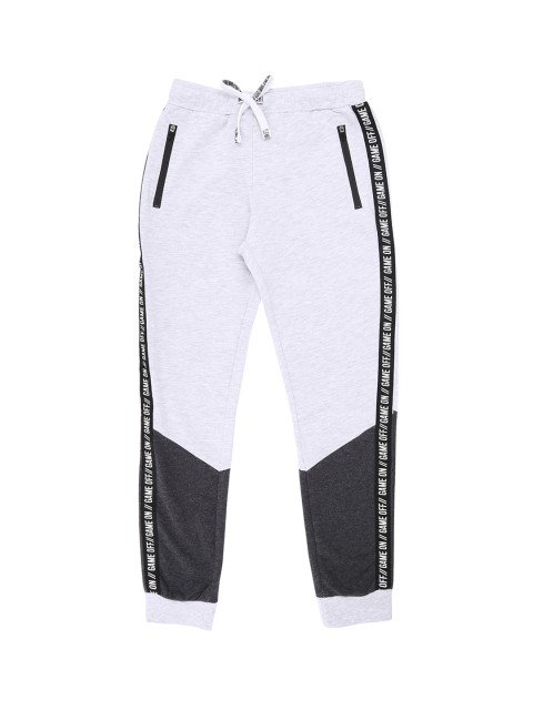 

Pantaloons Junior Boys White & Grey Colourblocked Straight-Fit Joggers