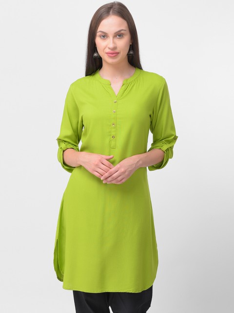 

Aayusika Women Green Solid A-Line Kurta