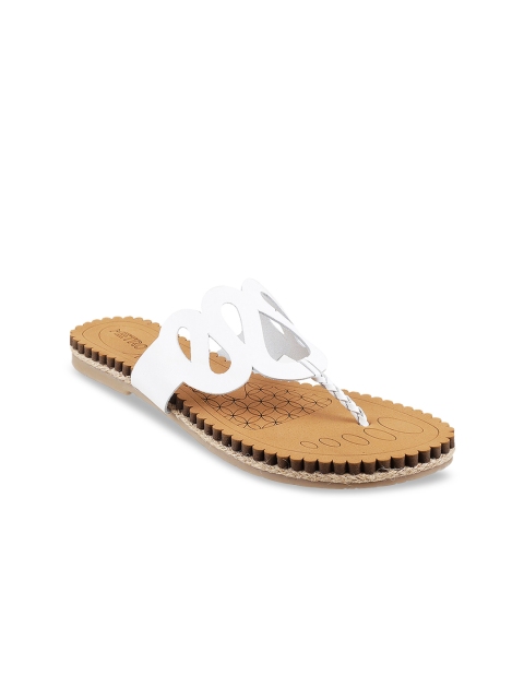 

Metro Women White Solid T-Strap Flats