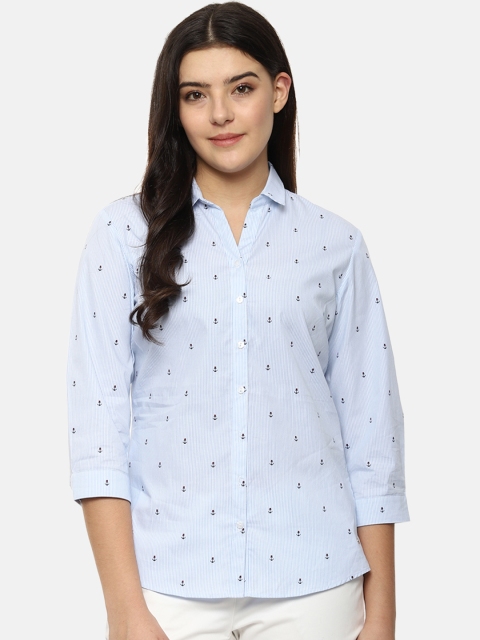 

Allen Solly Woman Blue Regular Fit Striped Casual Shirt
