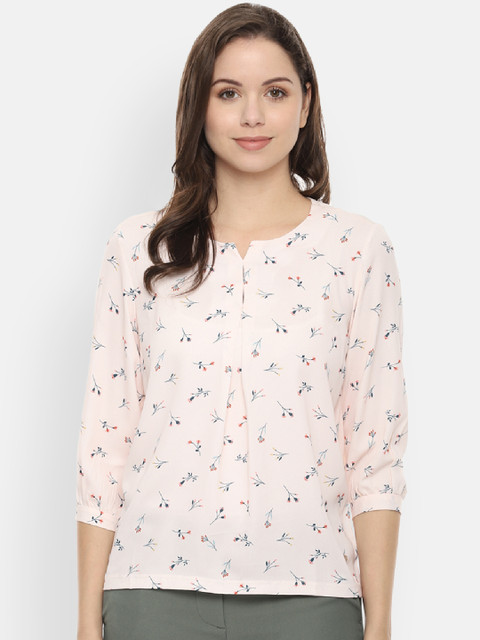 

Allen Solly Woman Peach-Coloured Printed Top