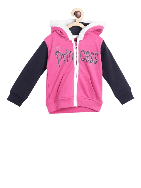 

612 league Girls Fuchsia Printed Hooded Sweatshirt