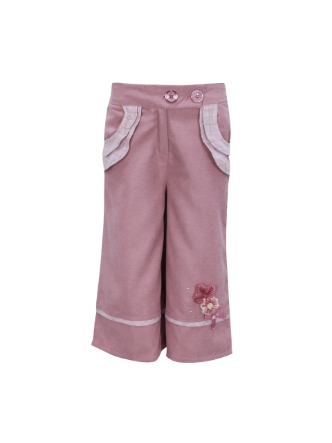 

CUTECUMBER Girls Pink Knitted Smart Regular Fit Embellished Culottes