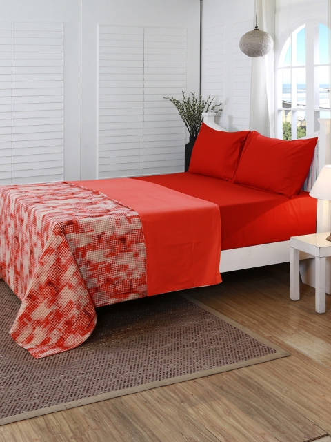 

Maspar Red 210 TC Cotton Double Duvet Cover with 2 Pillow Covers