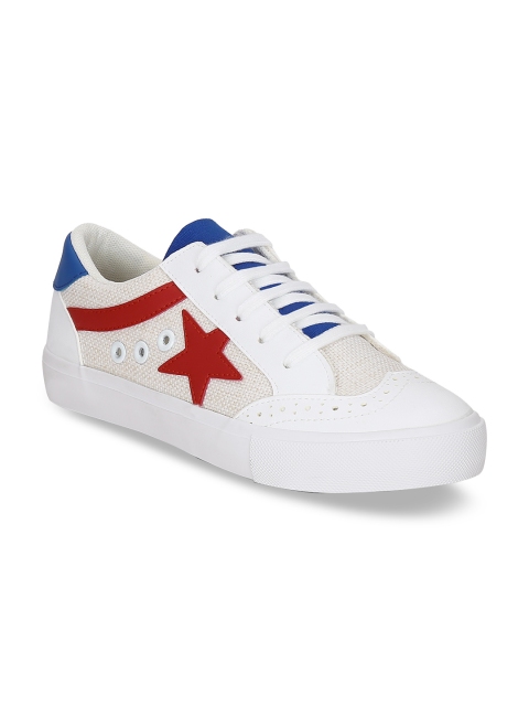 

Get Glamr Women White Woven Design Sneakers