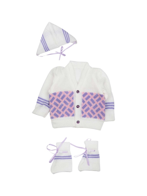 

MeeMee Kids White & Purple Printed Sweater Set