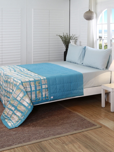 

MASPAR Blue Checked AC Room 120 GSM Double Bed Quilt