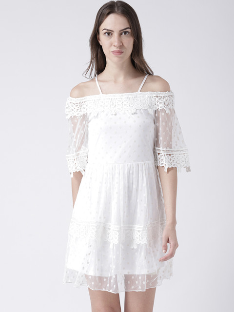 

109F Women White Fit and Flare Dress