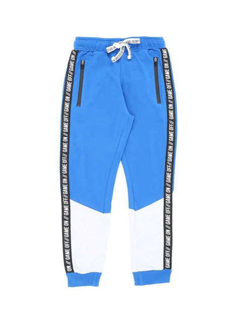 

Pantaloons Junior Boys Blue & White Colourblocked Straight-Fit Joggers