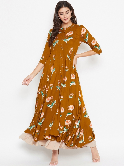 

rangeelo rajasthan Women Mustard Yellow Floral Print A-Line Kurta