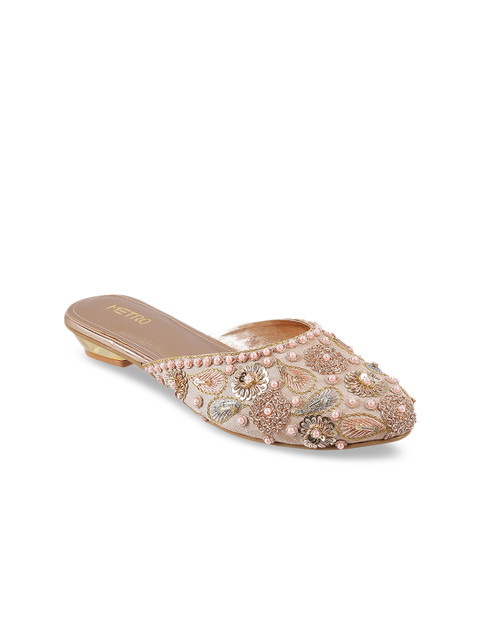 

Metro Women Beige Embellished Mules