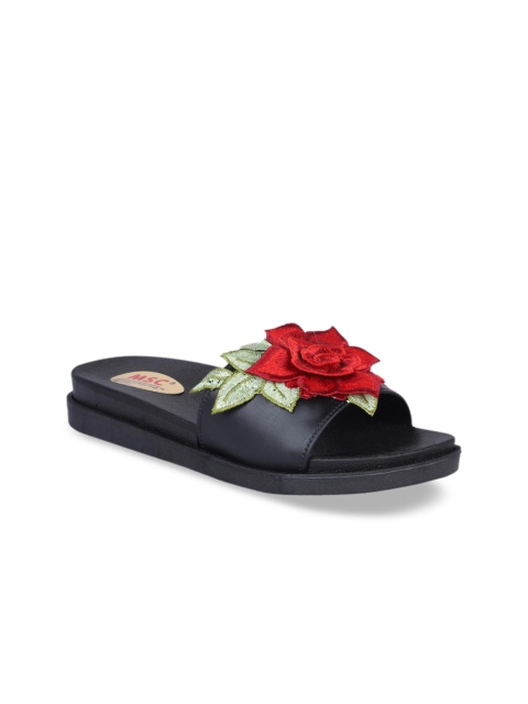 

MSC Women Red Woven Design Open Toe Flats