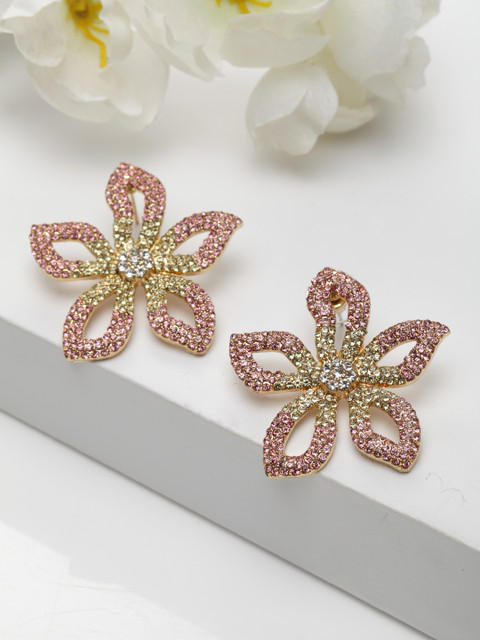 

AVANT-GARDE PARIS Gold-Plated & Pink Antique Crystals Floral Studs