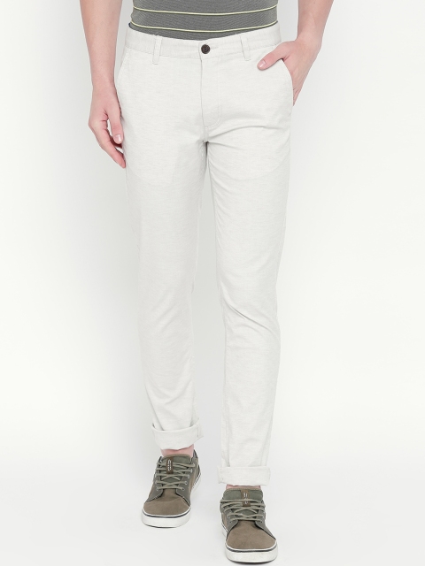 

BYFORD by Pantaloons Men White Skinny Fit Solid Regular Trousers