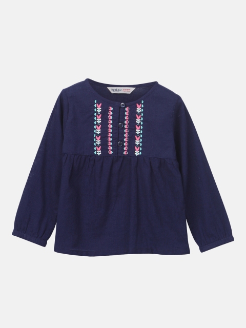 

Beebay Girls Navy Blue Printed A-Line Top