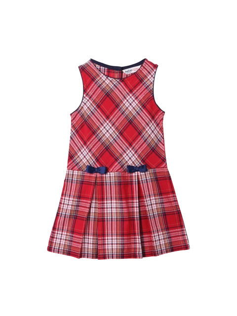 

Beebay Girls Red & White Drop-Waist Dress