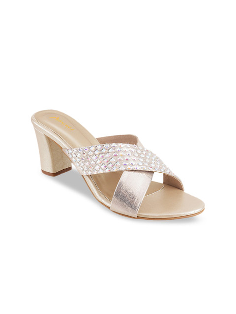 

Metro Women Muted Gold-Toned Embellished Heels