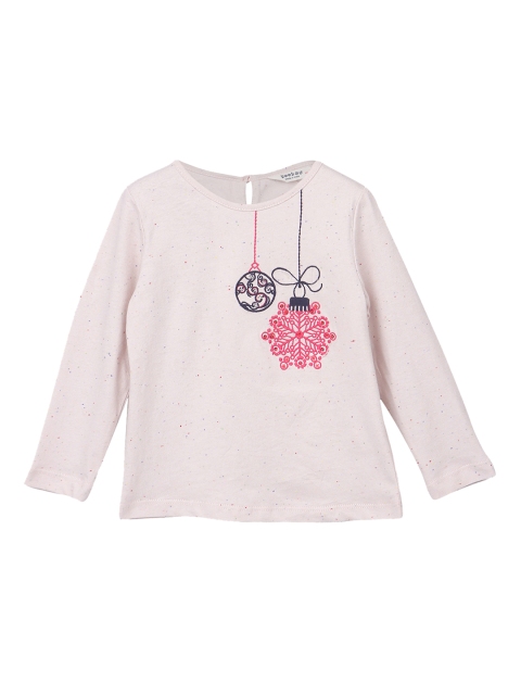 

Beebay Girls Pink Printed Round Neck Knitted Pure Cotton T-shirt