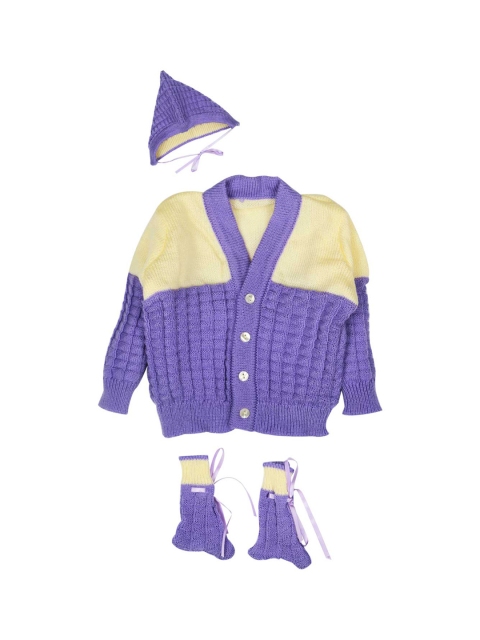 

MeeMee Unisex Blue & Yellow Self Design Sweater