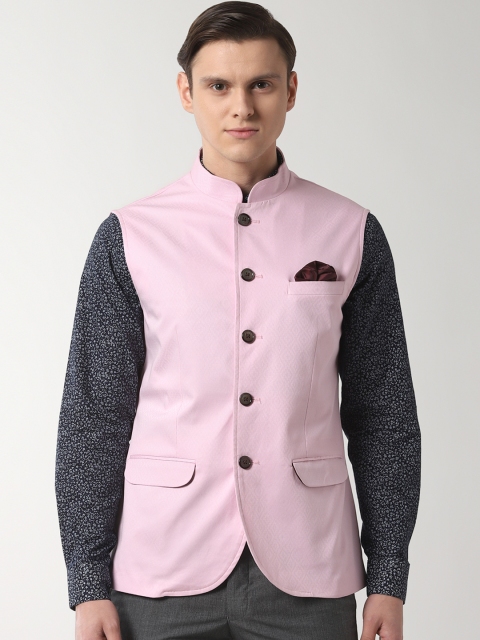 

Peter England Men Pink Solid Woven Nehru Jacket