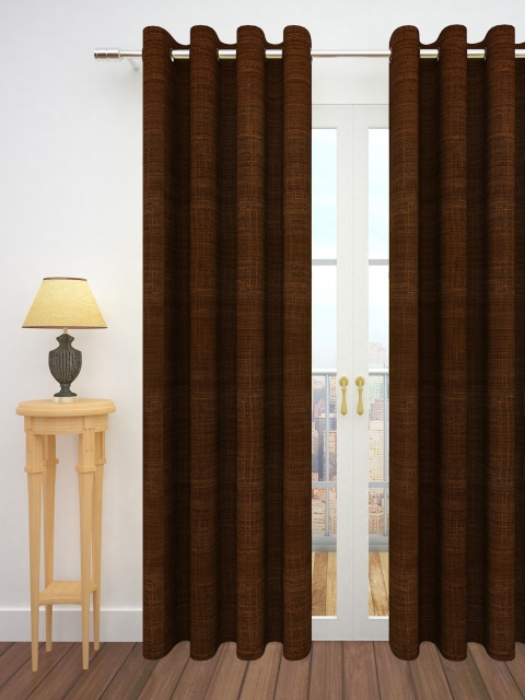 

Story@home Brown Jacquard Textured Single Door Curtain