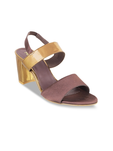 

Metro Women Antique Gold-Toned & Brown Colourblocked Heels