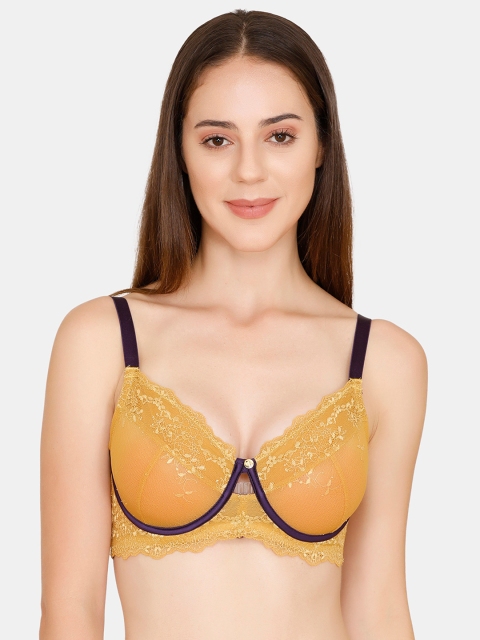 

Zivame Yellow Lace Underwired Non Padded T-shirt Bra ZI1865FASHPYELW