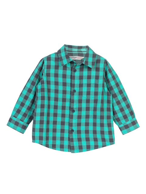 

Beebay Boys Green & Black Twill weave Regular Fit Checked Casual Shirt