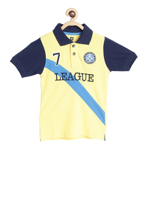 

612 league Boys Yellow Printed Polo Collar T-shirt