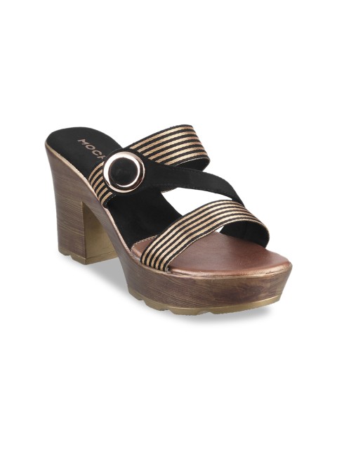 

Mochi Women Black Striped Sandals
