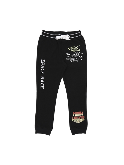 

Pantaloons Junior Boys Black Graphic Straight-Fit Joggers